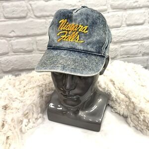 Vintage Y2k Denim Baseball Cap Niagara Falls One Size Snapback 80's Jean Hat